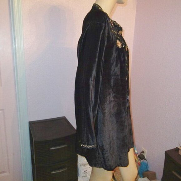 Vtg Carole Little Velvet Tunic Top Size 1X Embroidered Long Sleeves Whimsigoth - Picture 8 of 12